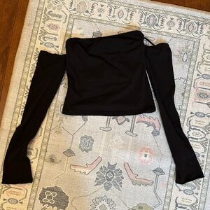 Princess Polly Black Off-Shoulder Crop Top